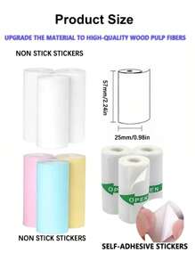 FoBianJie 10入組熱感迷你印表機紙,材料選擇eood紙漿纖維自黏式可打印貼紙,與p1迷你印表機及peripage A6系列印表機和便攜式熱感印表機兼容。自黏式熱感紙可印可貼,適用於口袋式熱感印表機 - 10圈不乾膠熱敏紙 - 查看 9