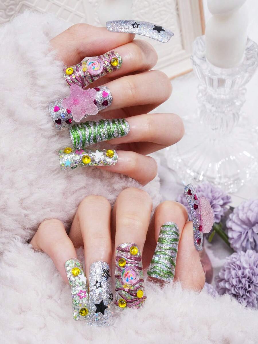 Nâng cấp Của bạn Với Năm mới Lễ tình nhân 10 cái 3D Móng tay Thủ công Độc quyền Thiết kế Con vịt Móng tay Y2K Kawaii Ngôi sao Nhấn Móng tay Với 3D Móng tay , Salon Chất lượng - Nhiều màu - Xem 1