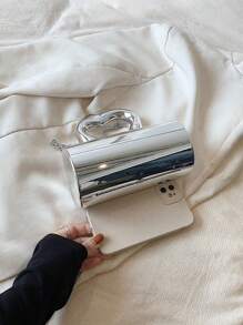 Pequeño bolso de mano de acrílico plateado con apariencia metálica, bolso cruzado de moda y estilo, para vestir funky, punk y urbano