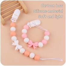1pc Kids' Anti-Slip Plastic Hair Clip For Arts And Crafts, With Colorful Beads Of Butterfly & Silicon - Rose Red - View 5