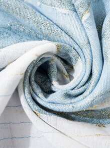 1入組女性流行金線條紋漸層羊絨大披肩,可當頭巾、披肩,適合春夏日常裝飾