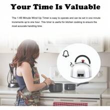 60 Minute Mechanical Kitchen Timer, Teapot Shaped Cooking Timer Clock, Stainless Steel Wind Up Dial Rotating Countdown Egg Timer, Sets From 0 To 60 Minutes - Silver - View 3