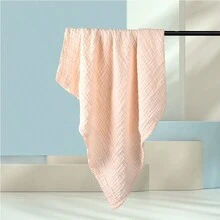 新生兒紗布浴巾套裝,包括 3 件（粉紅色 X1、白色 X1、藍色 X1）厚實柔軟浴毯、吸水包覆床單和床上用品毯子 - 藍色 - 查看 3