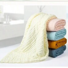 新生兒紗布浴巾套裝,包括 3 件（粉紅色 X1、白色 X1、藍色 X1）厚實柔軟浴毯、吸水包覆床單和床上用品毯子 - 藍色 - 查看 6