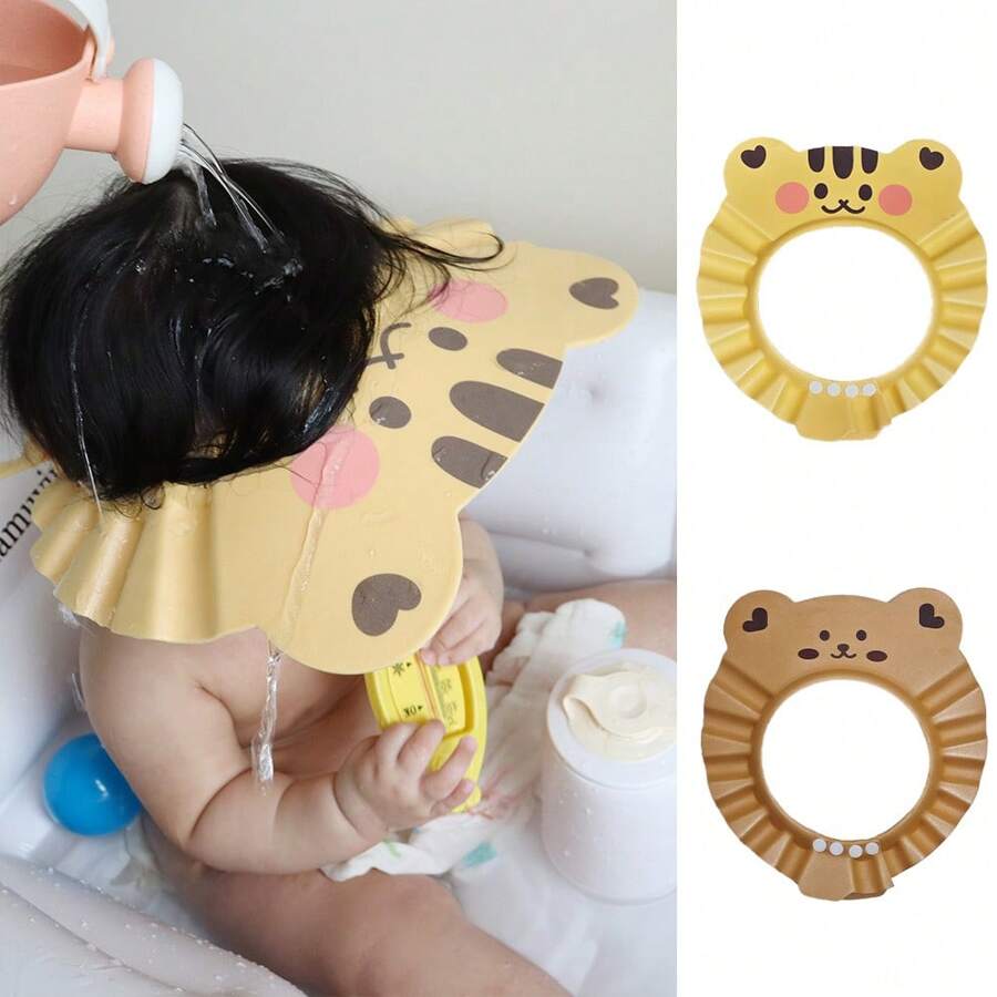 Adjustable Child Kids Waterproof Eye Protection Ear Protection Bath Visor Wash Hair Shield Shampoo Hat Baby Shower Caps - Squirrel - View 1