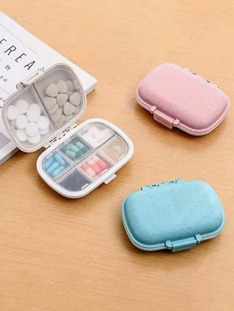 2pcs/1pc Daily Pill Box With Dividers, Portable Weekly Pill Box For