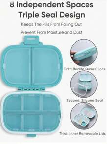 1pc 8 Compartments Daily Pill Box, Portable Weekly Travel Pill Organizer, Pocket Pill Container, Wallet Pill Dispenser For Vitamins And Fish Oil, Moisture-Proof Box For Pills, Suitable For Carrying, Essential For Travel