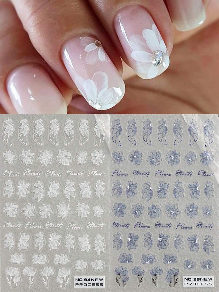 2入組雛菊美甲貼紙,向日葵葉子瓢蟲設計滑塊,適用於夏季美甲自粘裝飾 - 彩色 - 查看 1