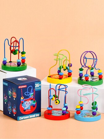 Juguete de madera educativo Montessori de laberinto de cuentas, regalo colorido de educación temprana y entrenamiento cerebral para niños pequeños, color aleatorio