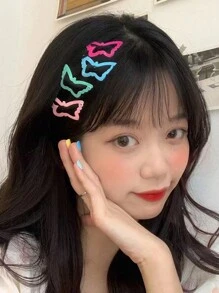50pcs Girls'Colorful Butterfly Shaped Iron Bb Hair Clip Suitable For Everyday Or Vacation - Multicolor - View 2