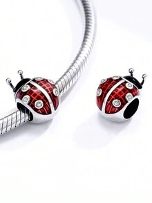 ESBERRY 1入時尚925銀七星瓢蟲串珠魅力珠,適用於女士手鍊手環diy珠寶製作周年紀念禮物優雅女士珠寶 - 槍黑色 - 查看 2