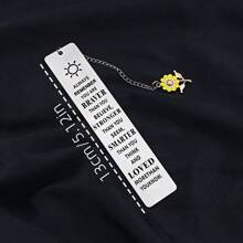 1入組不分男女、「永遠記得你更勇敢」不鏽鋼書籤,附有向日葵和太陽圖案,啟發性書籤禮物 - 銀色 - 查看 3