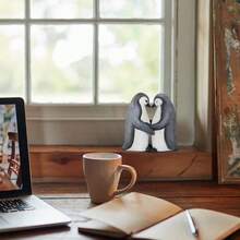 创意爱情动物拥抱雕像树脂工艺品动物爱情情侣拥抱雕像婚礼周年纪念礼物生日家居装饰 - 杏色 - 查看 5