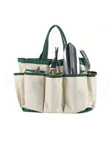 1個帆布花園工具袋,包括大容量手提袋和園藝鏟,全新設計 - 棕色 - 查看 1