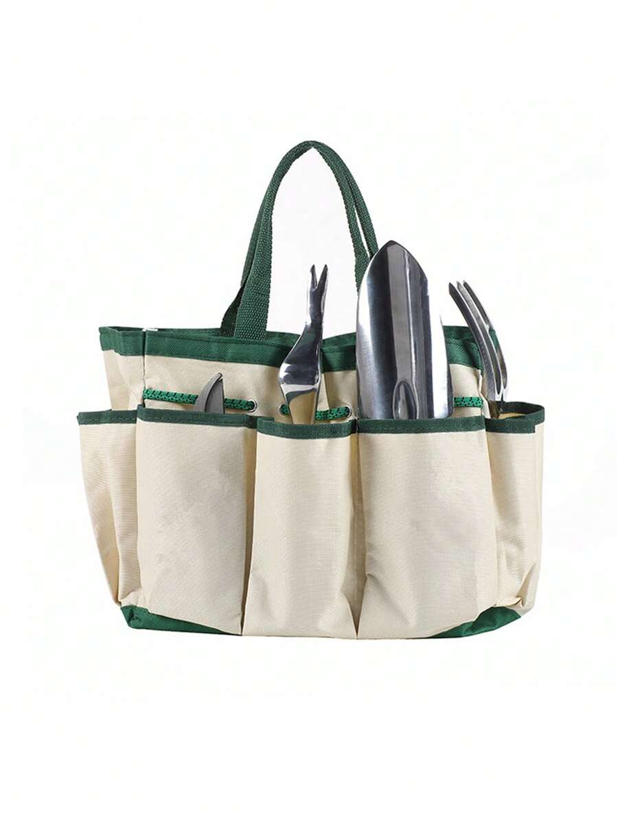 1個帆布花園工具袋,包括大容量手提袋和園藝鏟,全新設計 - 棕色 - 查看 1