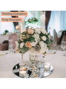 1pc Acrylic Round Mirror Plate Centerpiece Decoration For Wedding Dinner Party Candle Display, Diy Craft Accessory Best Gifts,Wedding Decor,Home Decor ,Room Decor Birthday Decorations Party Decorations Bachelorette - Transparent - View 6