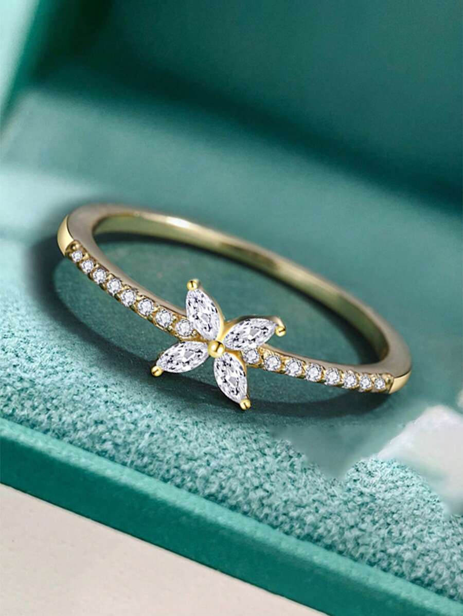 時尚s925鍍白金蝴蝶戒指,適合女性在派對、宴會、約會中佩戴,也可以作為節日禮物送給他人 - 黃色 - 查看 1