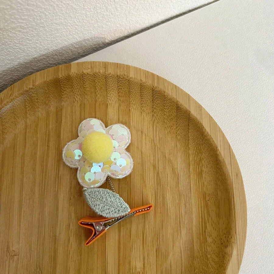 1入組可愛移動花朵造型兒童髮夾 - 白色 - 查看 1