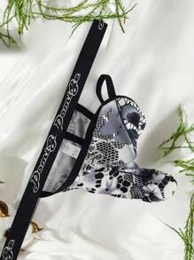 DomiGe Men's Sexy Elephant Print Dual-Pouch Thong Underwear