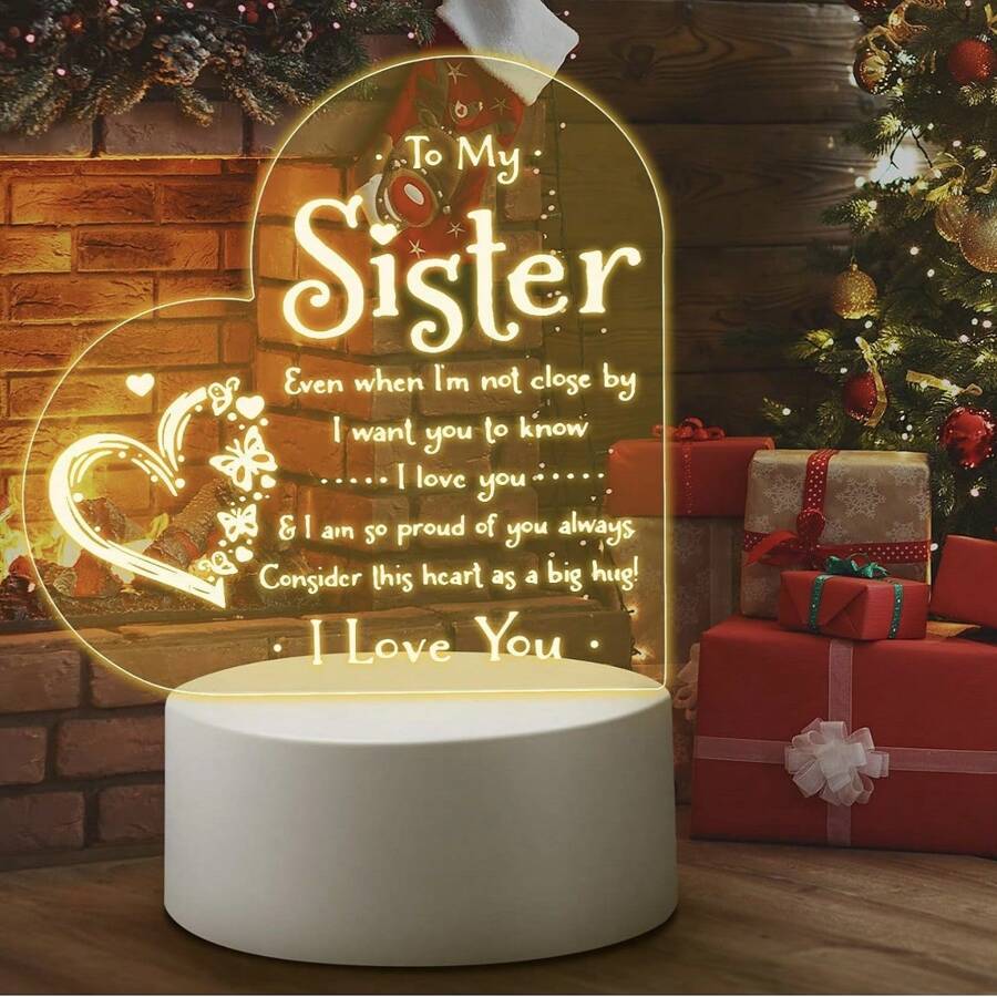 1 件姐妹礼物，送给姐妹的夜灯礼物，送给姐妹的情人节生日礼物，美学装饰，办公桌装饰 - 白色 - 查看 1