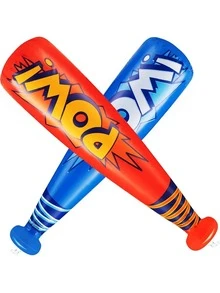 [Random Stripe Pattern]4pcs Inflatable Baseball Bat, Extra Large Sports Toy, Carnival & Birthday Party Prize, Baseball Theme Party Supplies & Fun Toys - Red - View 3
