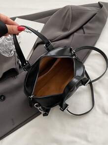 1pc (8.2in*5.5in*2.3in) PU Leather Shoulder Bag, Crossbody Bag, Handbag, Stylish, Scratch Resistant, Petite & Cute, Suitable For Women Everyday, Dating, Adjustable Shoulder Strap, Elegant & Casual , Office Bag - Black - View 5