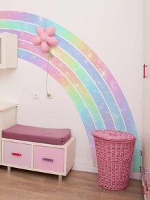 1set/4pcs Rainbow Color Large Wall Stickers For Living Room, Bedroom, Girls' Room, Home Decor, Stickers, Wall Decal, Vinyl Decal For Home Decorations, Spring Decoration Items Refresh Your Home, Rama Decoration Stickers Gifts Birthday Graduation