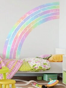 1set/4pcs Rainbow Color Large Wall Stickers For Living Room, Bedroom, Girls' Room, Home Decor, Stickers, Wall Decal, Vinyl Decal For Home Decorations, Spring Decoration Items Refresh Your Home, Rama Decoration Stickers Gifts Birthday Graduation