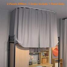 1片床簾環形孔實心遮光窗簾47英寸長度,阻擋光線提高隱私性,適用於學生宿舍上下鋪床的隔簾 - 灰色 - 查看 4
