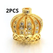 2pcs Jewelry Accessory Brass Cubic Zirconia Spacer Beads - 2 Pieces Of Hat Beads - View 9