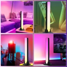 智慧led燈條帶音樂脈動彩色燈光效果氛圍rgb燈智慧應用控制帶遙控器和底座適用於臥室遊戲室電腦電視背光電影等假期和生日的首選 - 黑色 - 查看 9