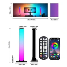 智慧led燈條帶音樂脈動彩色燈光效果氛圍rgb燈智慧應用控制帶遙控器和底座適用於臥室遊戲室電腦電視背光電影等假期和生日的首選 - 黑色 - 查看 7