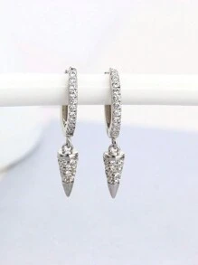 1pair Fashionable Luxury & Unique Design Inlaid Pendant Earrings, Daily All-Match Accessory Gift - Geometric Type - View 16