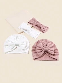 包括花朵小便帽和蝴蝶結頭帶套裝以及嬰兒斗蓬帽和蝴蝶結頭帶套裝的1-6月嬰兒頭飾2套 - 彩色 - 查看 2