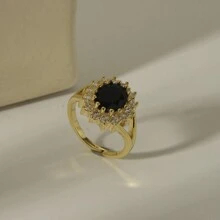 New Luxury Women's Fashion Jewelry Creative Personalized Ring, Copper With Small Cubic Zirconia Inlayed, Adjustable Size, Engagement Gift, 1pc - Open Ring - View 9