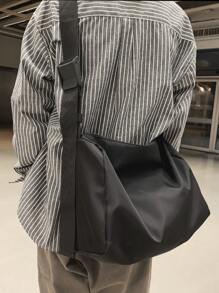 Fashionable High-Capacity Waterproof Nylon Square Bag, Foldable, With Zipper Closure And Adjustable Shoulder Strap - Black - View 11