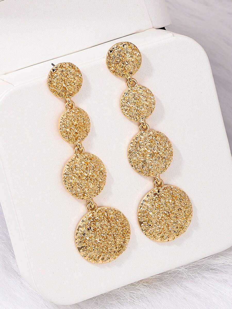 1對時尚跨境簡約女式耳釘 - 金黃色 - 查看 1