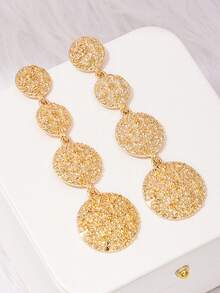 1對時尚跨境簡約女式耳釘 - 金黃色 - 查看 2