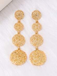 1對時尚跨境簡約女式耳釘 - 金黃色 - 查看 4