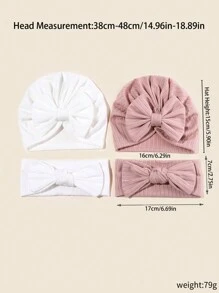 包括花朵小便帽和蝴蝶結頭帶套裝以及嬰兒斗蓬帽和蝴蝶結頭帶套裝的1-6月嬰兒頭飾2套 - 彩色 - 查看 3