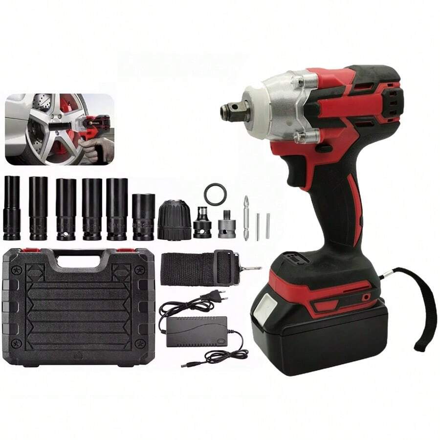 Pistola Impacto Llave Taladro Inalámbrica Sincarbono - Rojo - Ver 1