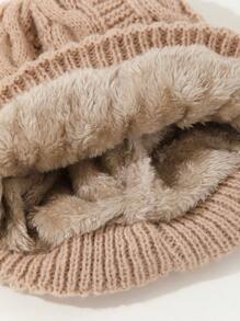 女式針織帽,適用於秋冬季節,時尚顯瘦,保暖防風保護耳朵 - 卡其色 - 查看 3