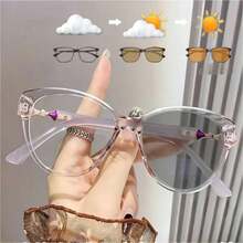 1 件女士心形时尚眼镜现代简约风格变色时尚眼镜 - 黑色 - 查看 2