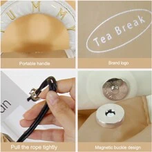 1pc Slouchy Drawstring Cosmetic Bag & Toiletry Bag, Waterproof Portable Storage Bag For Travel And Daily Use Makeup Bag PU Leather - Brown - View 6