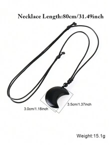 1件装灵气疗愈新月水晶项链天然石吊坠虎眼石紫水晶粉晶黑曜石蛋白石绳编项链 H092 - Necklace - 查看 6