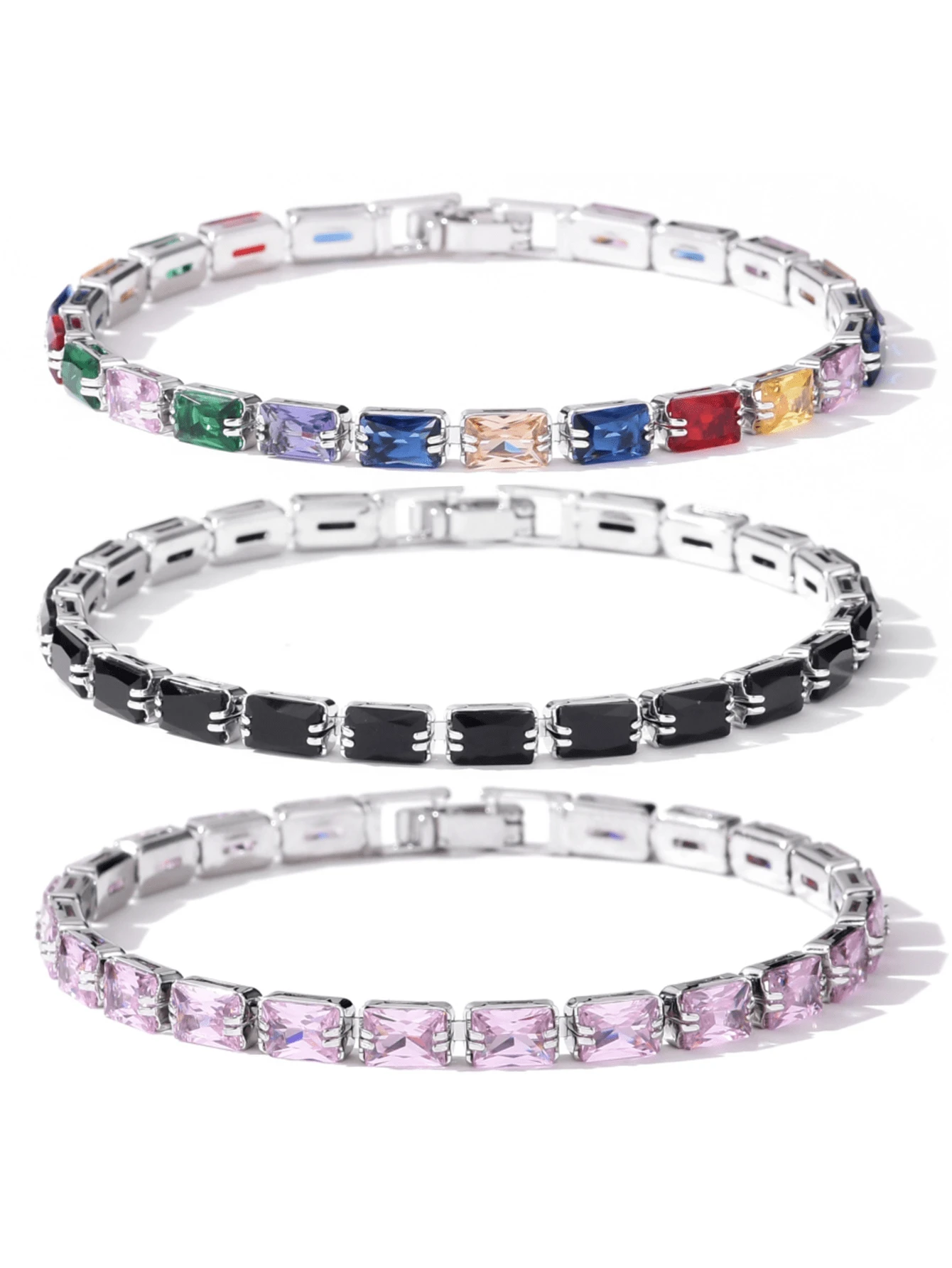 1入女士鋼琴手鍊,鑽石立體設計,情人節送女友的時尚禮物 - 綠色 - 查看 1