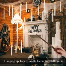 12PCS Decoration Floating Candles With Wand Remote, 10.9" Flameless Floating Candles LED Light, Hanging Floating Candles For Room Decor Party Home Decor,Battery Operated Electric Window Taper Candle Flickering Warm Light LED Candle - White - View 8