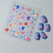 1片5d果凍貼1珍珠魚設計的背膠指甲貼紙,女性裝飾必備之物 - 彩色 - 查看 2