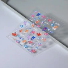 1片5d果凍貼1珍珠魚設計的背膠指甲貼紙,女性裝飾必備之物 - 彩色 - 查看 3