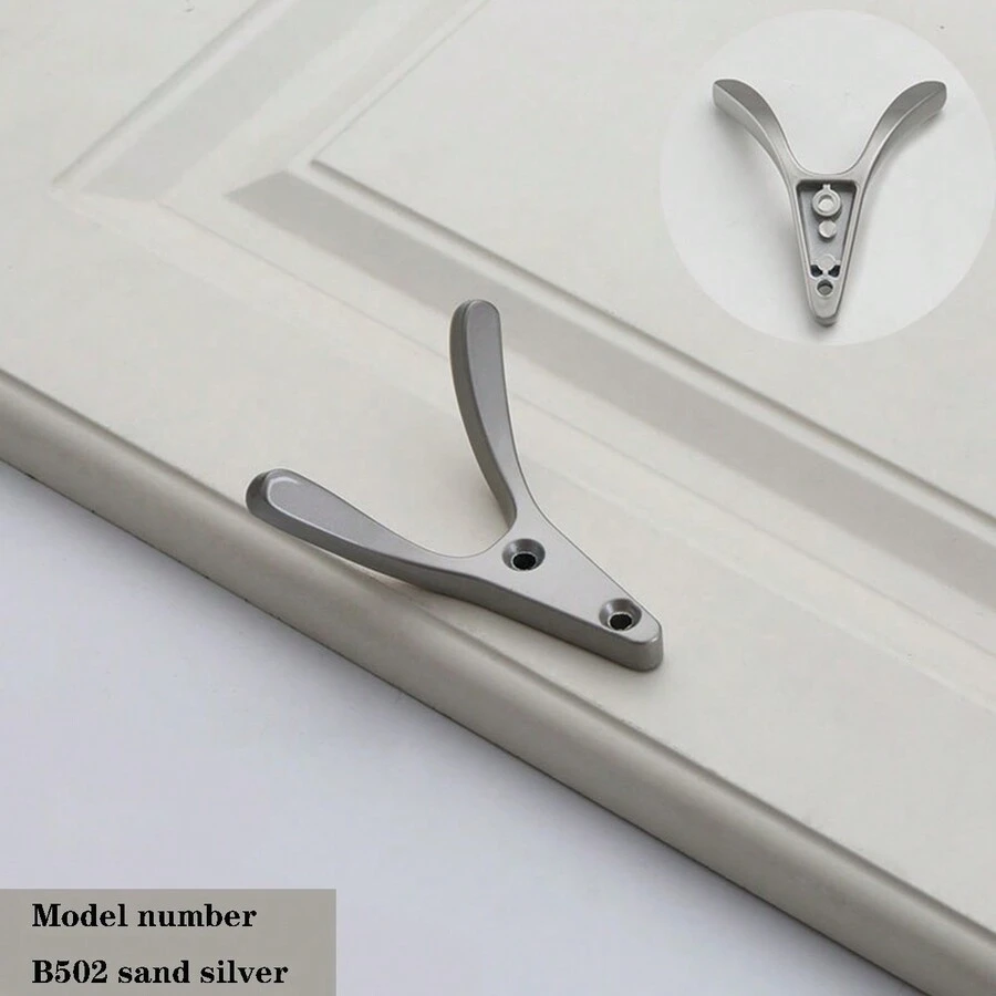 1個簡單的鋅合金掛鉤,適用於門、窗、衣櫃、牆、帽子和外套室、臥室 - 銀色 - 查看 1